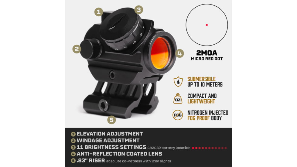 Tacticon Armament Predator V3 Tactical Optic Micro Red Dot Sight, Black, PRDV300