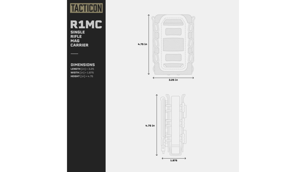 Tacticon Armament Single Rifle Magazine Pouch, Black, R1-MC-BK