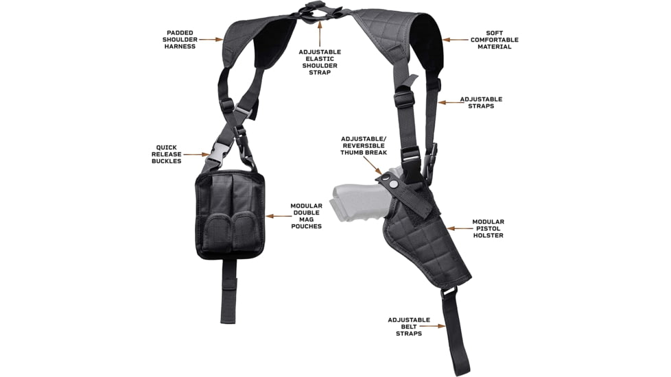 Tacticon Armament Universal Shoulder Holster, Black, UVSHBK