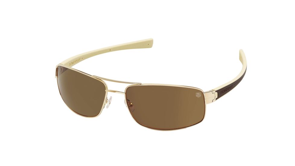Tag Heuer 0251 Bifocal Prescription Sunglasses, Gold Frame - Dark Brown/Ivory Temples Frame, Polarized Precision Brown Lens, 0251-205BI