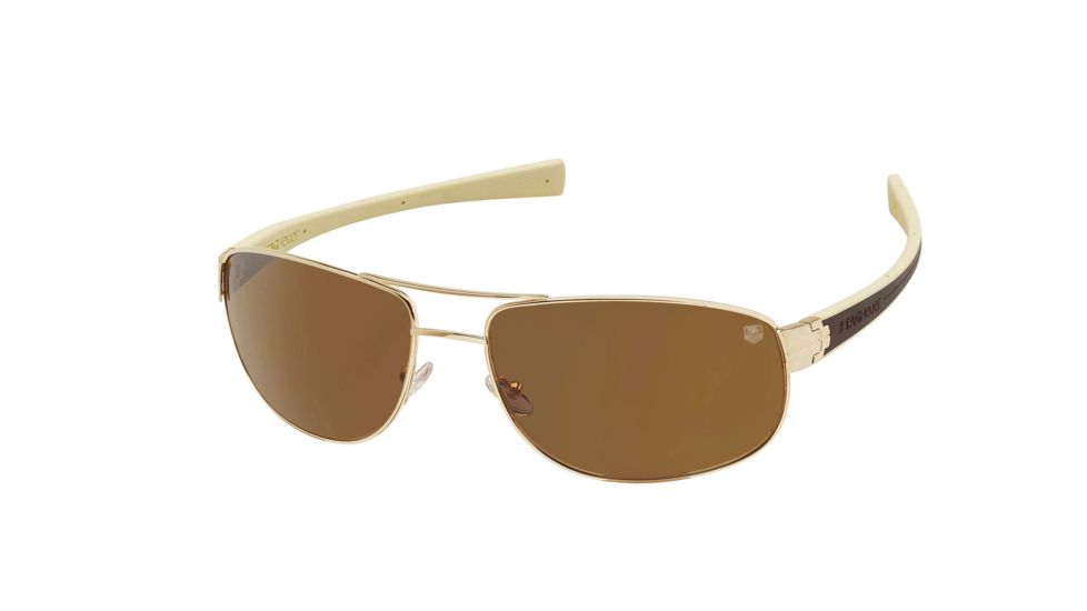 Tag Heuer 0252 Bifocal Prescription Sunglasses, Gold Frame - Dark Brown/Ivory Temples Frame, Outdoor Brown Lens-0252-705BI