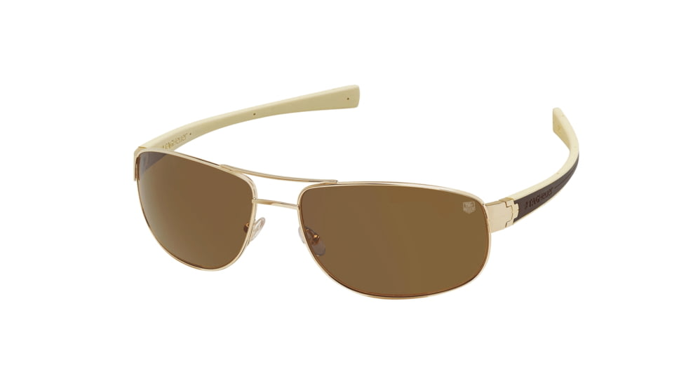 Tag Heuer 0252 Bifocal Prescription Sunglasses, Gold Frame - Dark Brown/Ivory Temples Frame, Polarized Precision Brown Lens, 0252-205BI