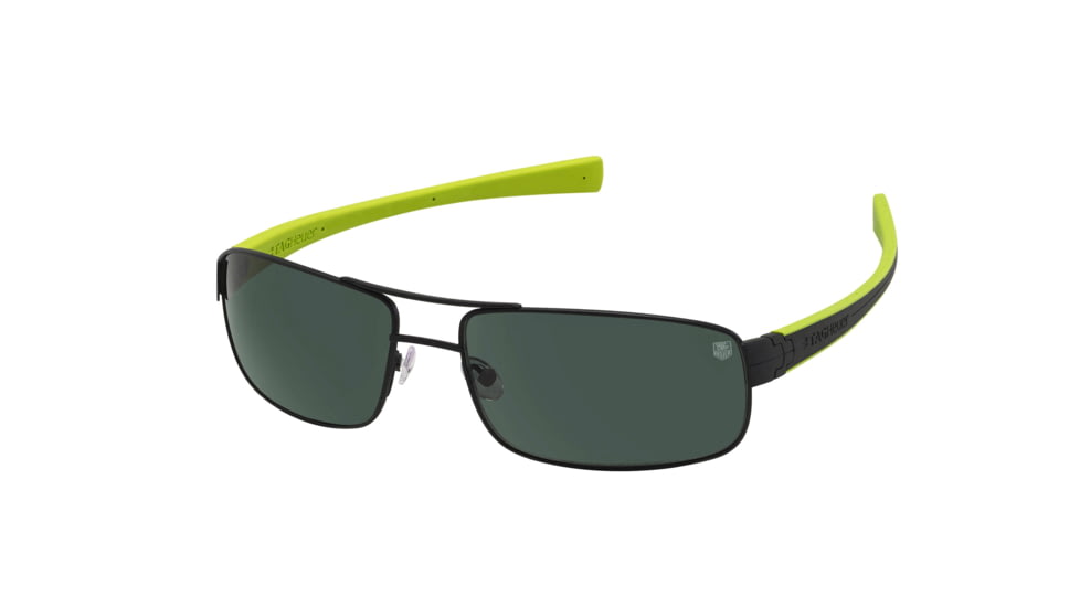 Tag Heuer 0254 Progressive Prescription Sunglasses, Matte Black Frame - Black/Anise Green Temples Frame, Polarized Precision Green Lens, 0254-309PR