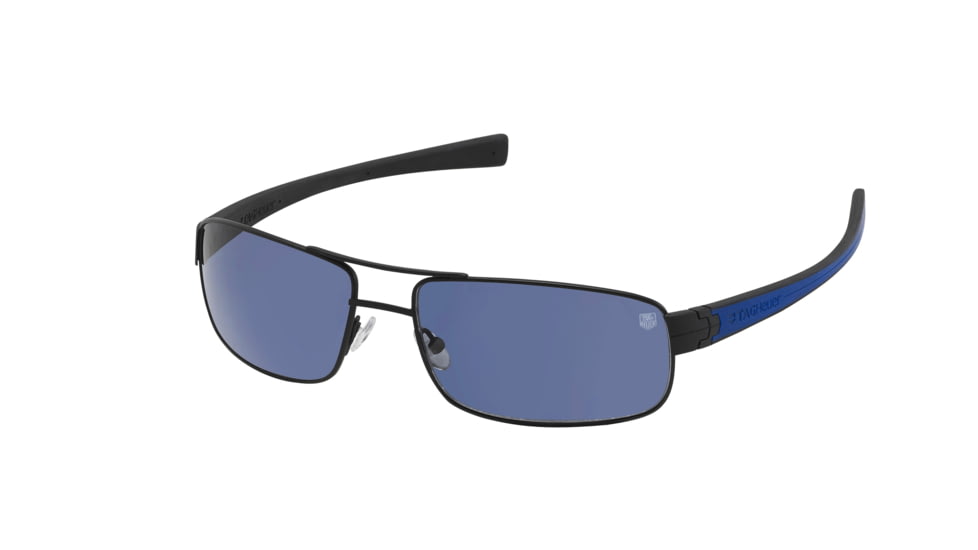 Tag Heuer 0254 Progressive Prescription Sunglasses, Matte Black Frame - Cobalt Blue/Black Temples Frame, Polarized Watersport Lens, 0254-404PR