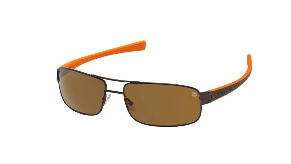 Tag Heuer 0254 Progressive Prescription Sunglasses, Matte Chocolate Frame - Brown/Orange Temples Frame, Outdoor Brown Lens-0254-708PR