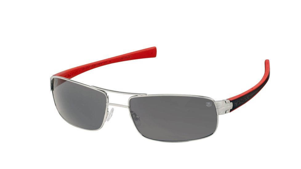 Tag Heuer 0254 Progressive Prescription Sunglasses, Pure Frame - Black/Red Temples Frame, Outdoor Grey Lens-0254-102PR