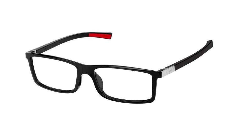 Tag Heuer 0512 Progressive Prescription Eyeglasses, Shiny Black Frame - Shiny Black/Red Temples Frame, Clear Lens-0512-002PR