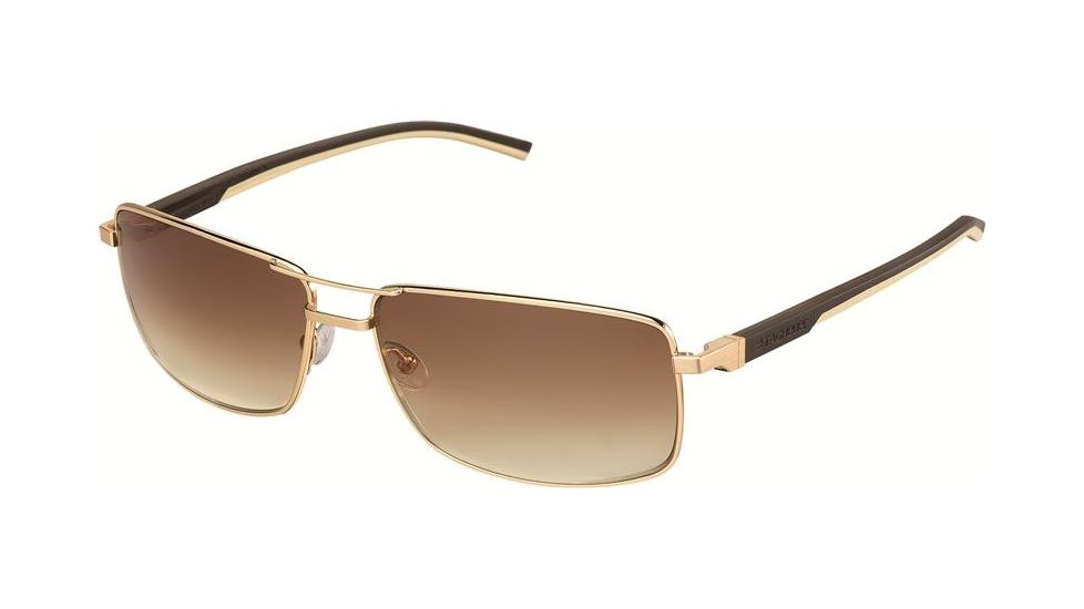 Tag Heuer 0883 Progressive Prescription Sunglasses, Gold Frame - Dark Brown/Ivory Temples Frame, Outdoor Gradient Brown Lens-0883-204PR
