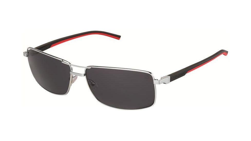 Tag Heuer 0883 Progressive Prescription Sunglasses, Palladium Frame - Black/Red Temples Frame, Outdoor Grey Lens-0883-102PR
