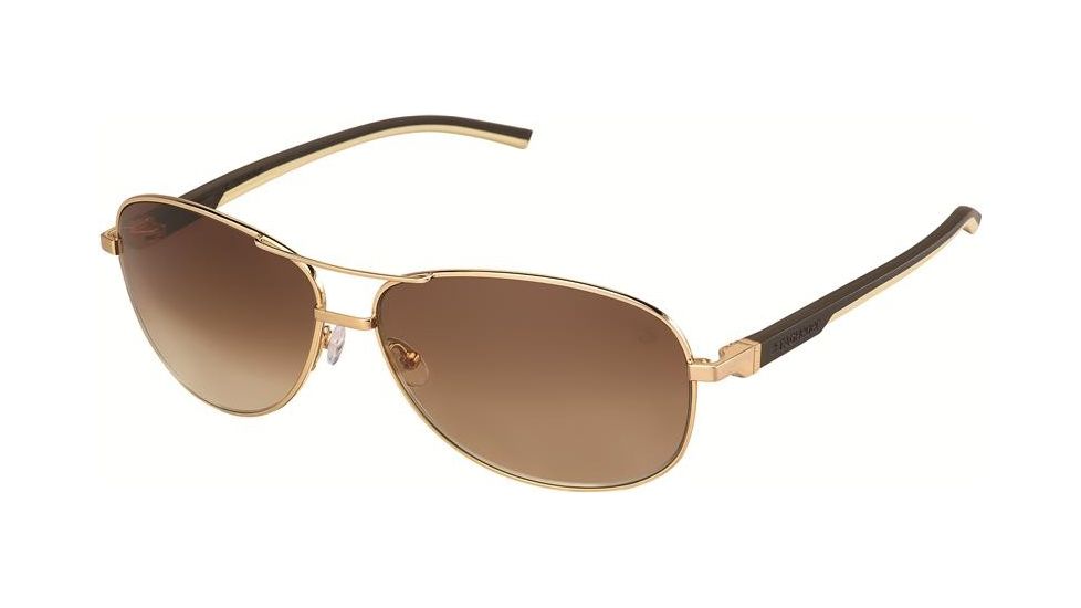 Tag Heuer 0884 Bifocal Prescription Sunglasses, Gold Frame - Dark Brown/Ivory Temples Frame, Outdoor Gradient Brown Lens-0884-204BI