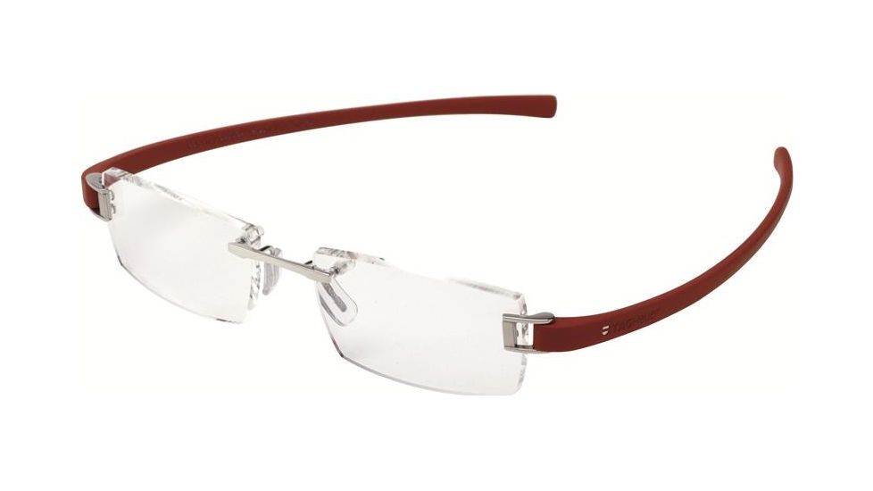 Tag Heuer 7102 Single Vision Prescription Eyeglasses, Pure Frame - Red Temples Frame, Clear Lens-7102-003SV