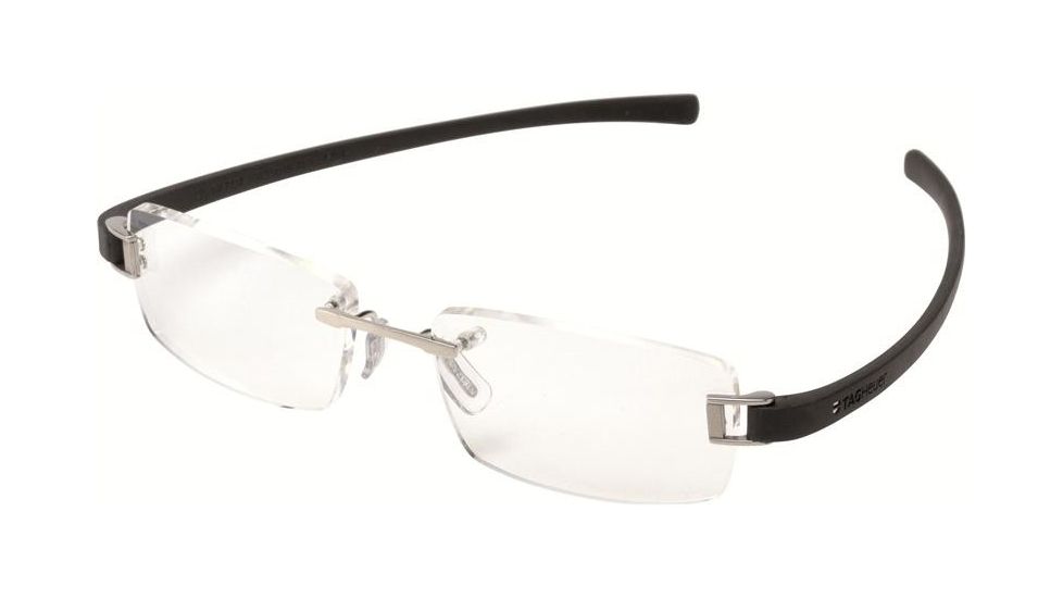 Tag Heuer 7104 Single Vision Prescription Eyeglasses, Pure Frame - Black Temples Frame, Clear Lens-7104-001SV