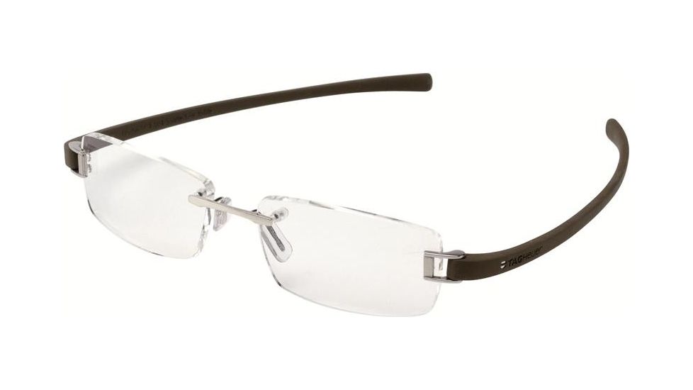 Tag Heuer 7104 Single Vision Prescription Eyeglasses, Pure Frame - Havana Temples Frame, Clear Lens-7104-004SV