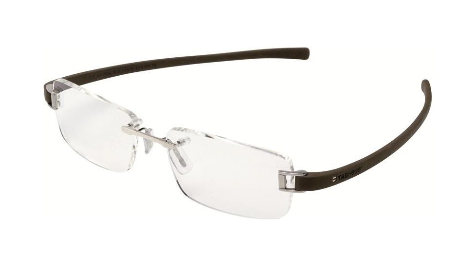 Tag Heuer 7106 Single Vision Prescription Eyeglasses, Pure Frame - Havana Temples Frame, Clear Lens-7106-004SV