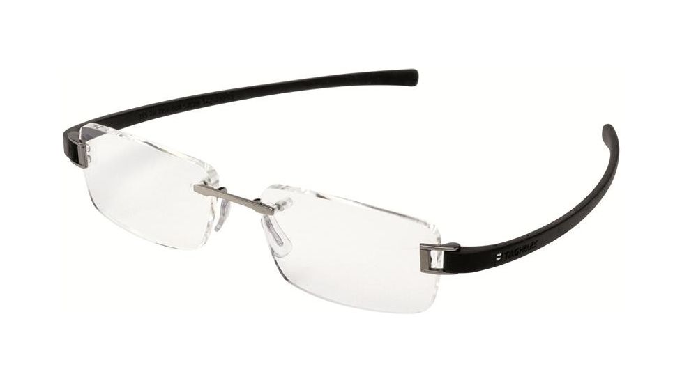 Tag Heuer 7106 Single Vision Prescription Eyeglasses, Ruthenium Frame - Black Temples Frame, Clear Lens-7106-011SV