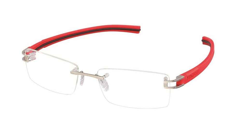 Tag Heuer 7644 Bifocal Prescription Eyeglasses, Pure Frame - Black/Red Temples Frame, Clear Lens-7644-005BI