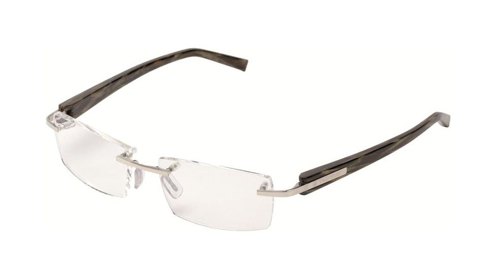 Tag Heuer 8102 Progressive Prescription Eyeglasses, Polished Palladium Frame - Brown Fiber Temples Frame, Clear Lens-8102-005PR