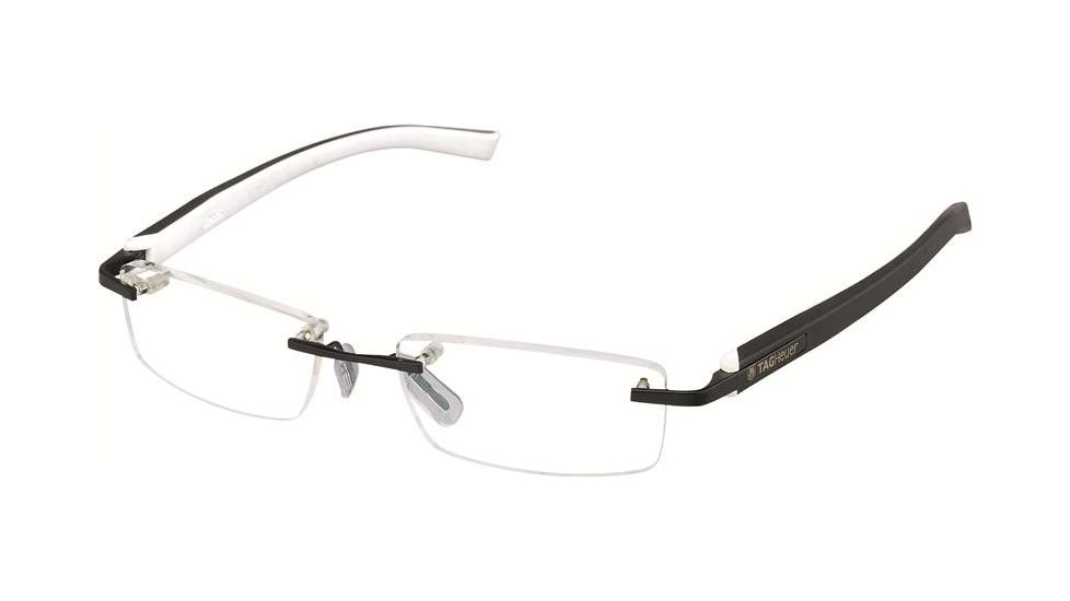 Tag Heuer 8107 Progressive Prescription Eyeglasses, Black Frame - Black/White Temples Frame, Clear Lens-8107-007PR