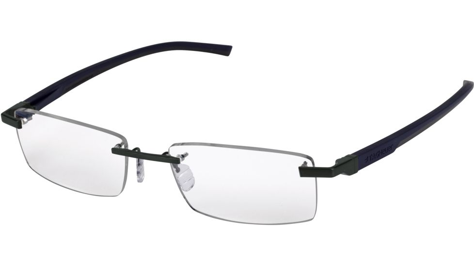 Tag Heuer Automatic Eyeglasses, Dark Frame/Blue Grey Dark Grey Temples, Clear Lens 0842-008