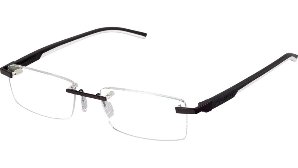 Tag Heuer Automatic Eyeglasses, Matte Black Frame/Black White Temples, Clear Lens 0842-011