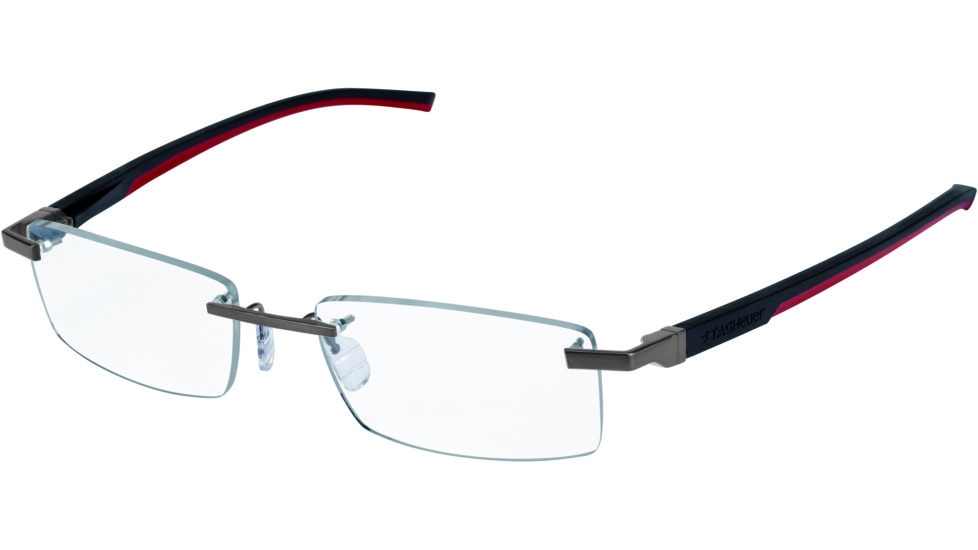 Tag Heuer Automatic Eyeglasses, Pure Frame/Black Red Temples, Clear Lens 0842-002