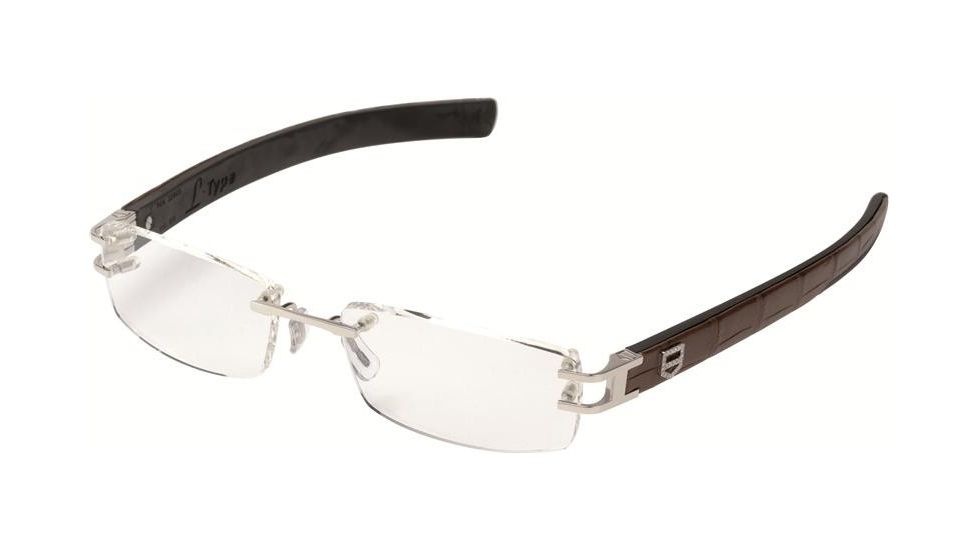 Tag Heuer L-Type 0113 Eyeglasses - Palladium Frame - Alligator Matte Brown Gold/Diamonds,Clear Lens-0113-011