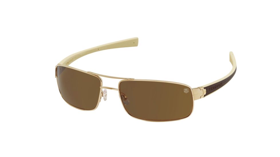 Tag Heuer LRS 0254 Sunglasses - Gold Frame - Dark Brown/Ivory Temples,Polarized Precision Brown Lens-0254-205