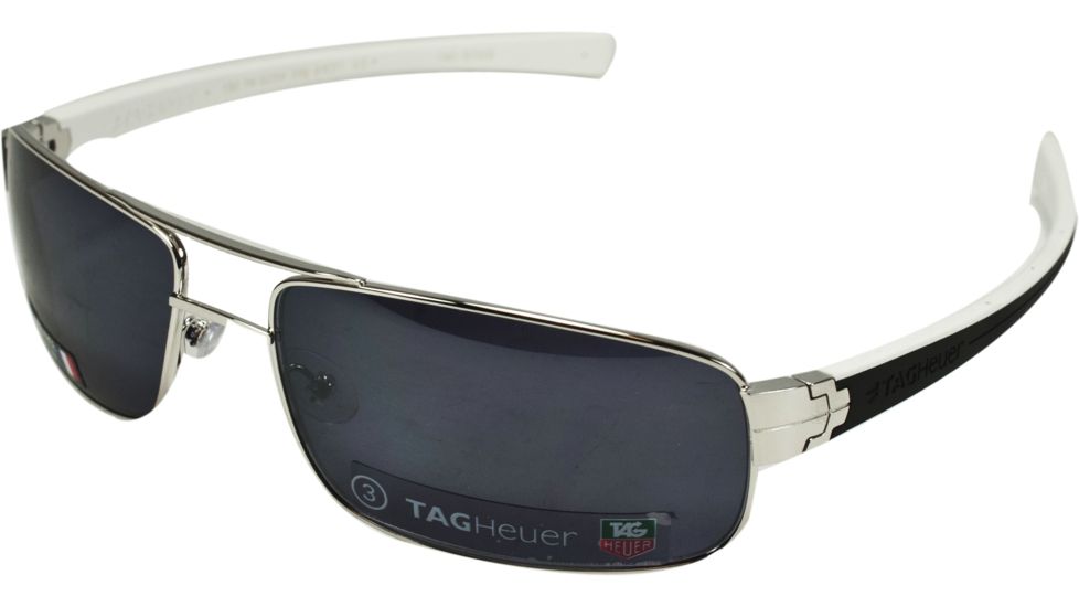Tag Heuer LRS Sunglasses, Black White Temples, Grey Outdoor Lens 0254-206