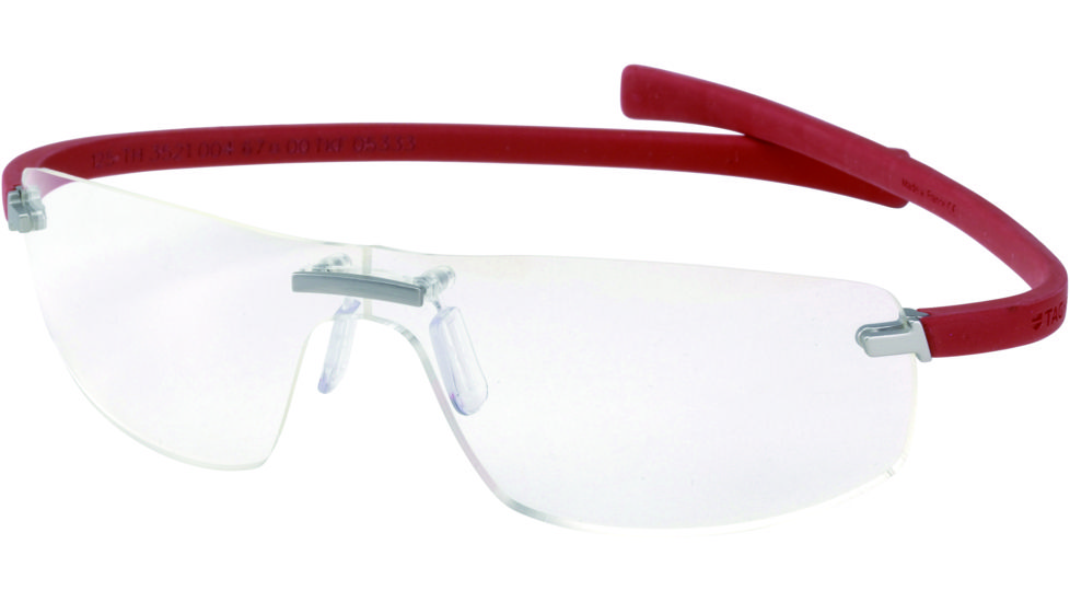 Tag Heuer Panorama Wide Eyeglasses, Titanium Frame/Red Temples, Clear Lens 3521-004