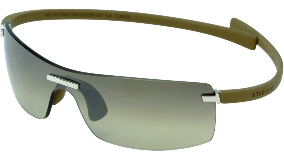 Tag Heuer Rimless Curve Sunglasses, Shiny Palladium Frame/Beige Temples, Gradient Brown Outdoor Lens 5104-203