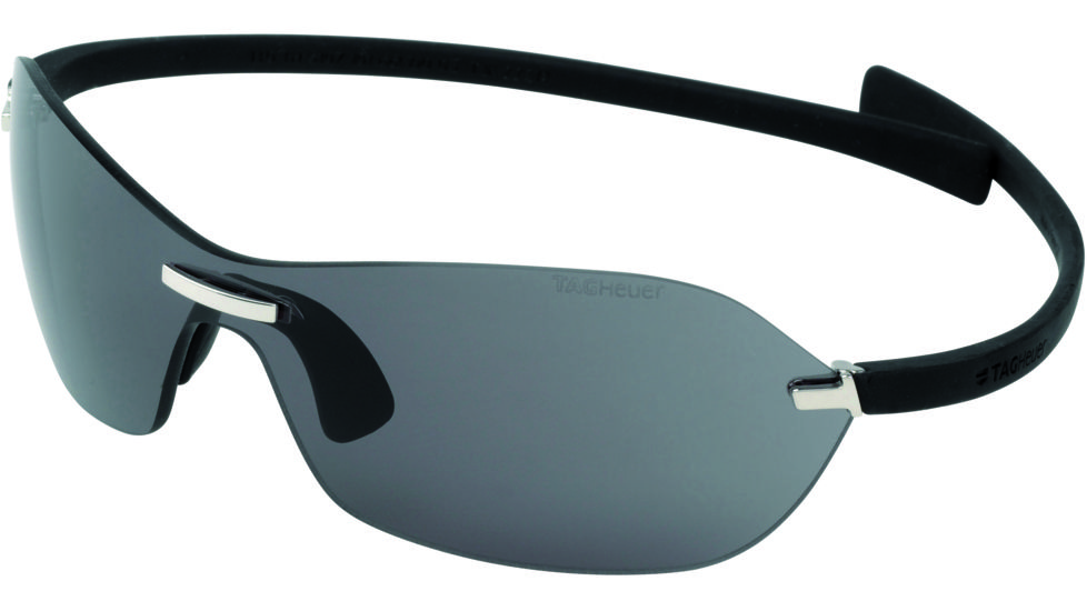 Tag Heuer Rimless Curve Sunglasses, Shiny Palladium Frame/Black Temples, Grey Outdoor Lens 5107-101