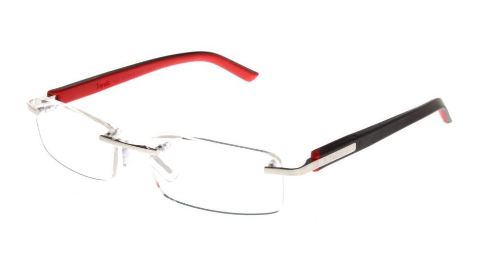 Tag Heuer Trends Rubber Eyeglasses, Brushed Frame/Black Red Temples, Clear Lens 8108-002