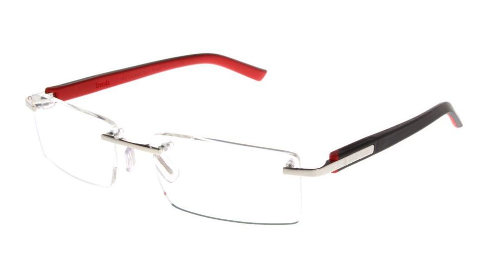 Tag Heuer Trends Rubber Eyeglasses, Brushed Frame/Black Red Temples, Clear Lens 8110-002