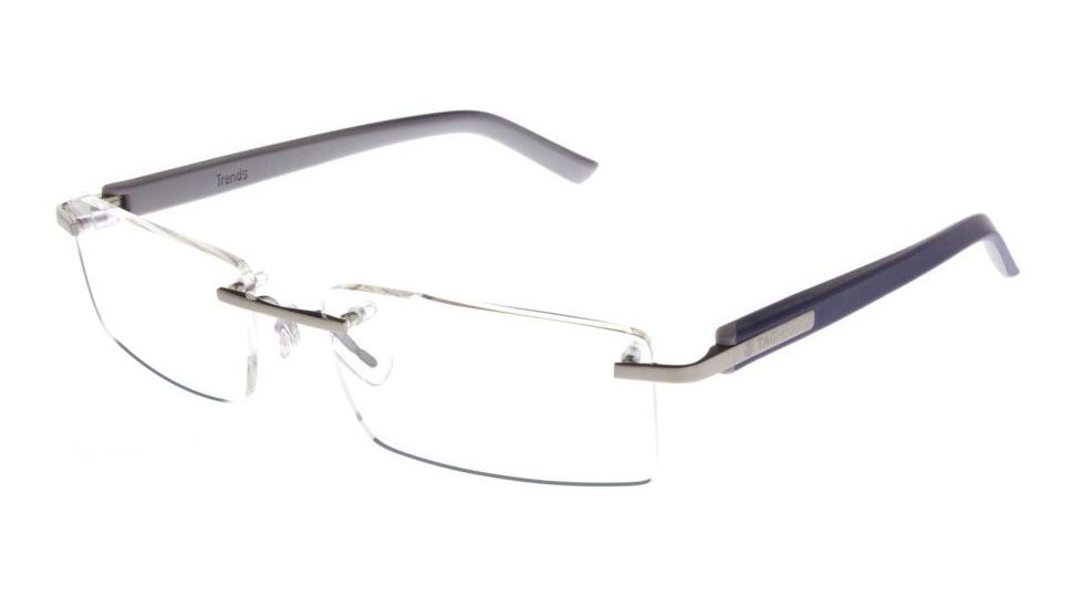 Tag Heuer Trends Rubber Eyeglasses, Brushed Ruthenium Frame/Smart Blue Light Grey Temples, Clear Lens 8110-004