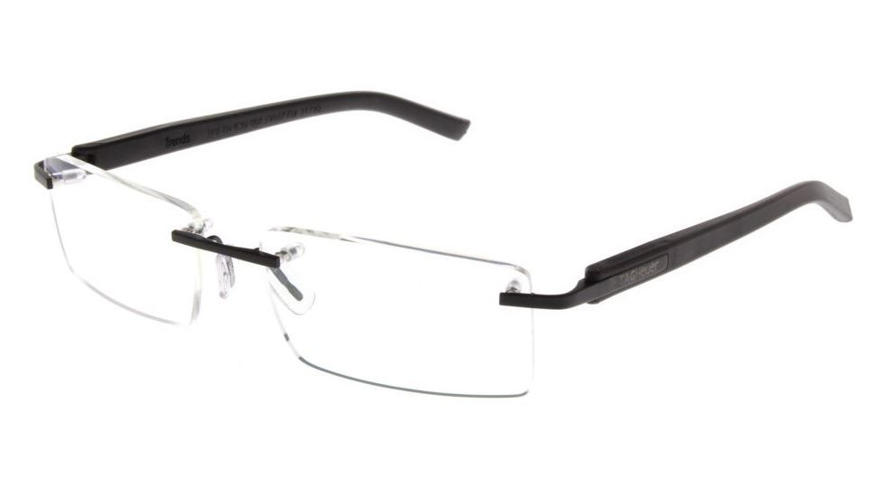 Tag Heuer Trends Rubber Eyeglasses, Matte Black Frame/Black Black Temples, Clear Lens 8110-001