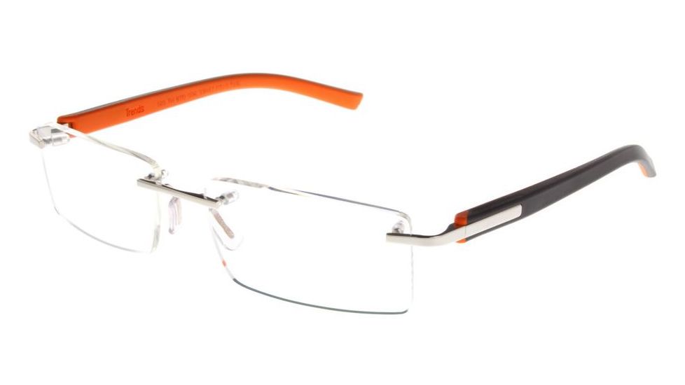 Tag Heuer Trends Rubber Eyeglasses, Polished Frame/Dark Grey Orange Temples, Clear Lens 8110-006