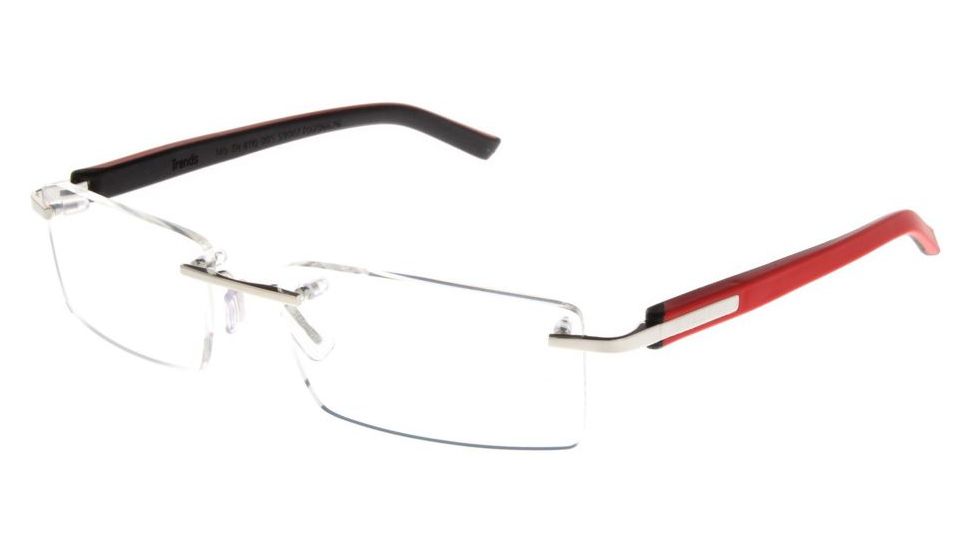 Tag Heuer Trends Rubber Eyeglasses, Polished Frame/Red Black Temples, Clear Lens 8110-005