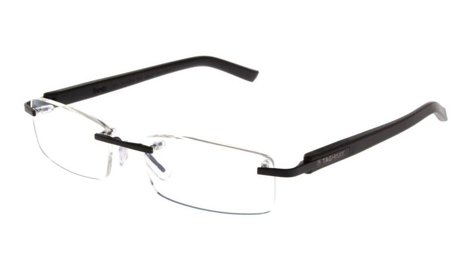 Tag Heuer Trends Rubber Eyeglasses, Matte Black Frame/Black Black Temples, Clear Lens 8108-001