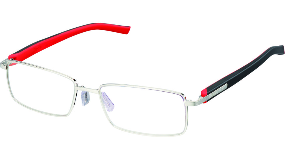 Tag Heuer Trends Rubber Eyeglasses, Brushed Frame/Red Black Temples, Clear Lens 8005-002