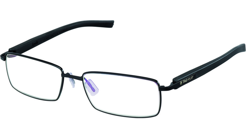 Tag Heuer Trends Rubber Eyeglasses, Matte Black Frame/Black Black Temples, Clear Lens 8005-001