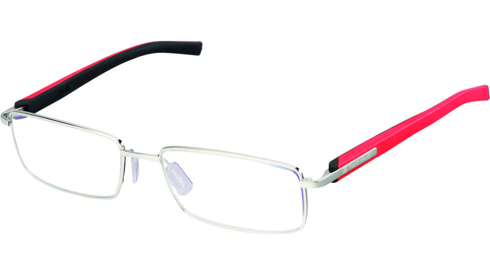 Tag Heuer Trends Rubber Eyeglasses, Polished Frame/Black Red Temples, Clear Lens 8005-005