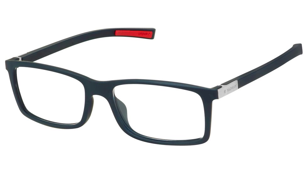 Tag Heuer Urban 7 Eyeglasses, Matte Black Frame/Red Temples, Clear Lens 0511-001