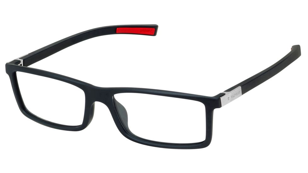 Tag Heuer Urban 7 Eyeglasses, Matte Black Frame/Red Temples, Clear Lens 0512-001