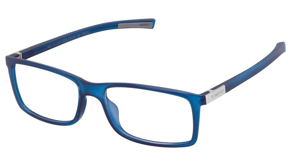 Tag Heuer Urban 7 Eyeglasses, Matte Blue Frame/Grey Temples, Clear Lens 0511-008