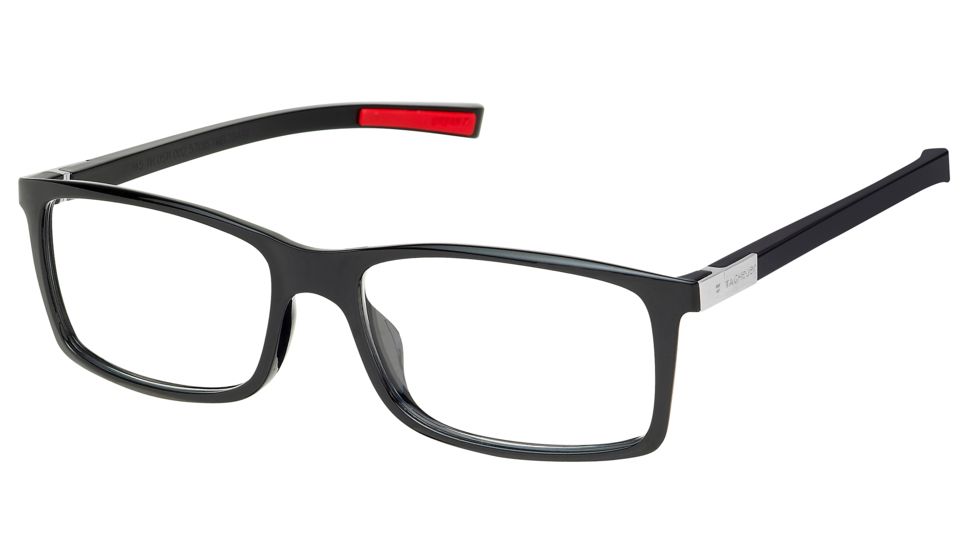 Tag Heuer Urban 7 Eyeglasses, Shiny Black Frame/Red Temples, Clear Lens 0511-002