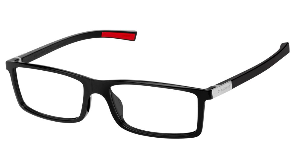 Tag Heuer Urban 7 Eyeglasses, Shiny Black Frame/Red Temples, Clear Lens 0512-002