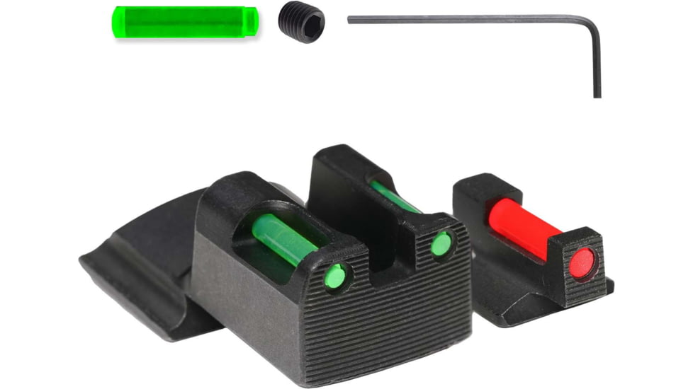 Tag Precision Novak TSF TAC CMDR/OFC/DEF 9MM/.40 S&amp;W Pistol Sights Fiber Optic, 1911 Models .270 in Front .500 in Rear, Black, 063BE063BG