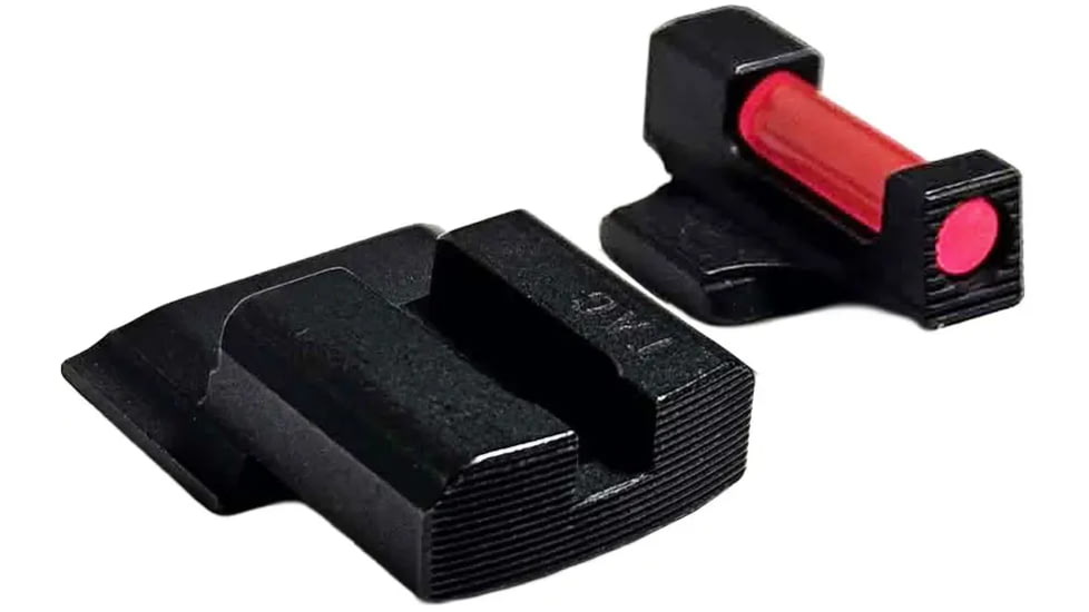 Tag Precision Square-Notch Hybrid Fiber Optic Pistol Sight, S&amp;W Shield, Front&amp;Rear Sight, Black, Red Front Sight, Black Rear Sight, 027BE032PN
