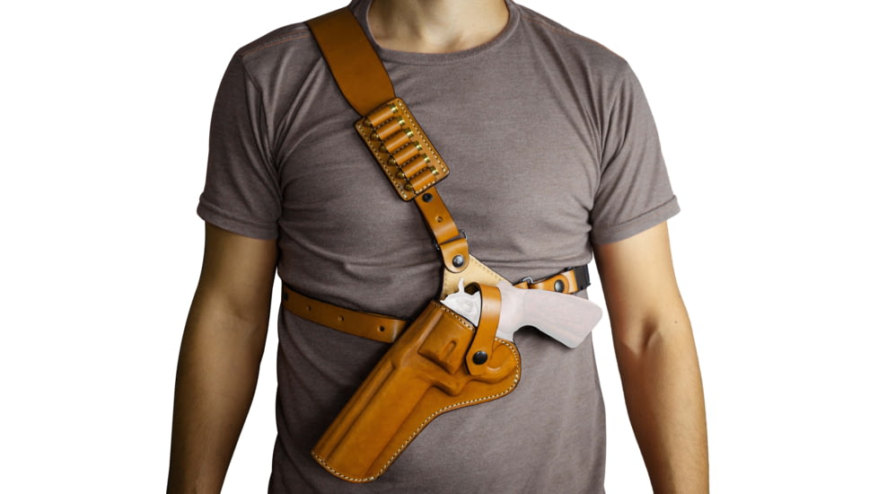 Tagua Gunleather Wrangler Chest Leather Holster, Most 1911s Full Size 5in, Right Hand, Brown, WRANGLER CHEST-TB-202