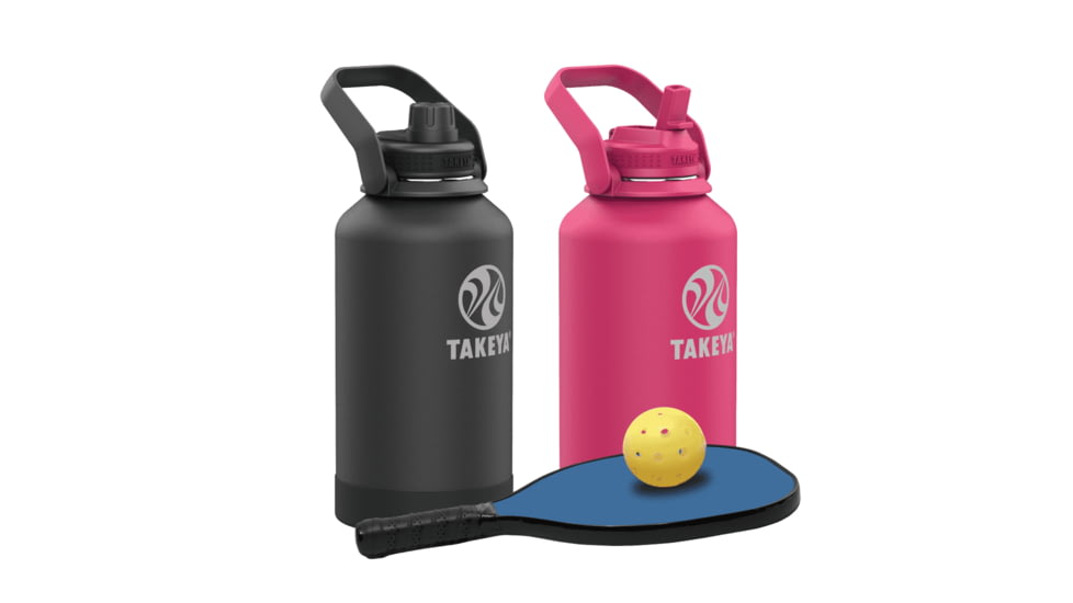 Takeya Usa Big Pickleball Bundle 2pc - 64oz Ace Black + 64oz Dropshot Pink Bottles, 50422